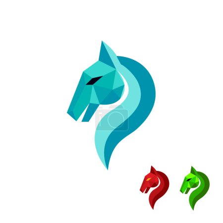 Téléchargez les photos : Modèle abstrait de conception de logo de cheval de tête - en image libre de droit