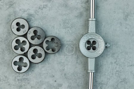 Photo for Hand Tool Die Holder Set on the gray background - Royalty Free Image