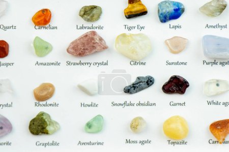 Gems ans stones collection on the white background