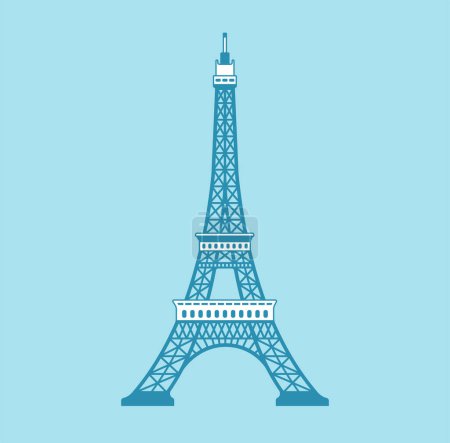 Illustration for Eiffel tower - France , Paris | World famous buildings vector illustration - Royalty Free Image