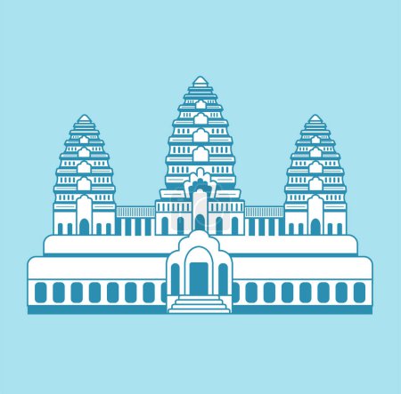 Téléchargez les illustrations : Angkor Wat - Cambodge XoIllustration vectorielle de bâtiments de renommée mondiale - en licence libre de droit