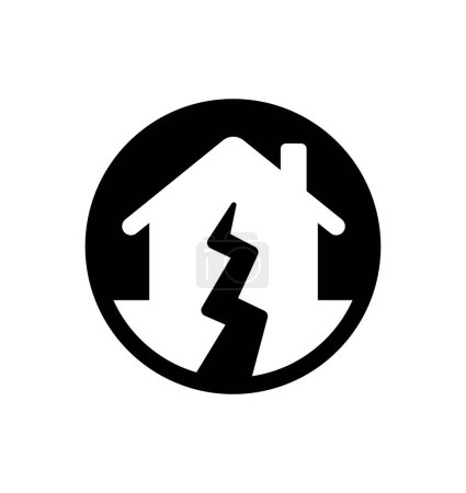 Ilustración de Casa colapso (terremoto, desastre) vector icono ilustración - Imagen libre de derechos