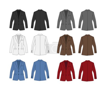 Illustration for Suit  jacket vector template illustration set - Royalty Free Image
