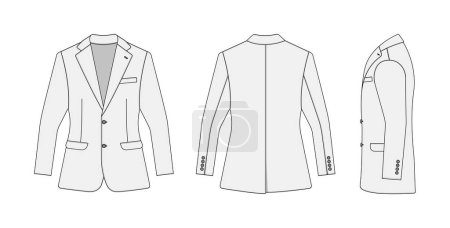 Illustration for Suit  jacket vector template illustration ( with side view) | white - Royalty Free Image