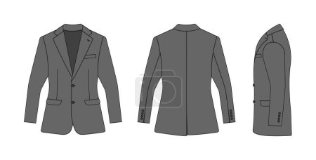 Illustration for Suit  jacket vector template illustration ( with side view) |  gray - Royalty Free Image