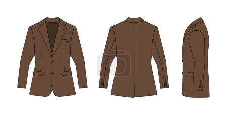Illustration for Suit  jacket vector template illustration ( with side view) |  brown - Royalty Free Image