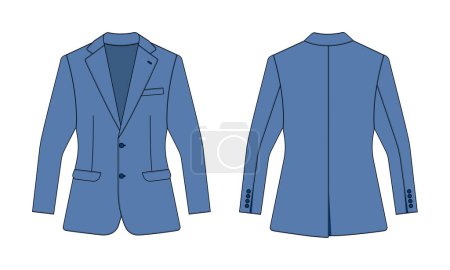 Illustration for Suit  jacket vector template illustration | blue - Royalty Free Image