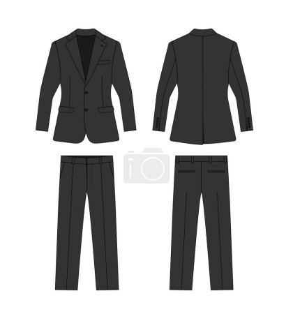 Illustration for 2 piece suits  vector template illustration | black - Royalty Free Image