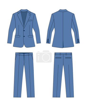 Illustration for 2 piece suits  vector template illustration | blue - Royalty Free Image