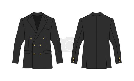 Illustration for Double breasted suit jacket vector template illustration | black - Royalty Free Image