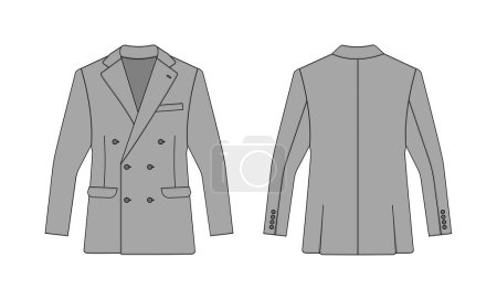 Illustration for Double breasted suit jacket vector template illustration | gray - Royalty Free Image