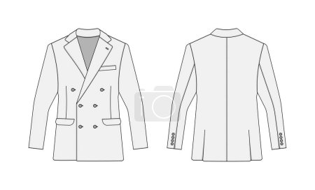 Illustration for Double breasted suit jacket vector template illustration | white - Royalty Free Image