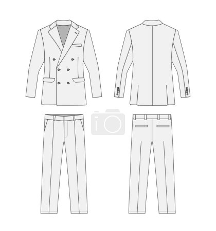 Illustration for 2 piece suits  ( double breasted ) vector template illustration | white - Royalty Free Image