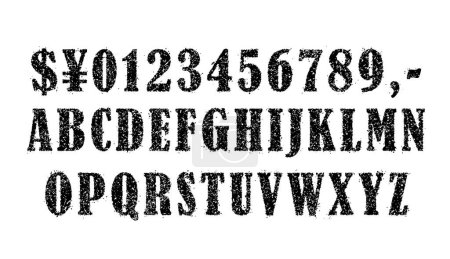 Téléchargez les illustrations : Rubber stamp style text illustration set (numbers and alphabets) - en licence libre de droit