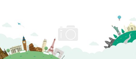 Illustration for World trip ,world heritage vector banner illustration - Royalty Free Image