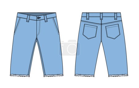Ilustración de Pantalones cortos de mezclilla (pantalones cortos) vector plantilla ilustración - Imagen libre de derechos