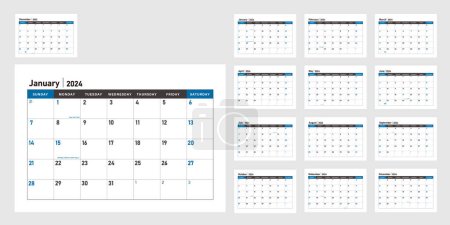 Photo for 2024 calendar template vector illustration for USA - Royalty Free Image