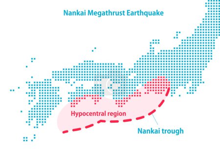 Hypozentrale Karte von Nankai nach Erdbeben.