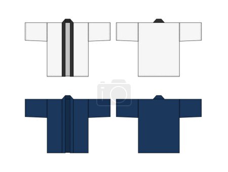 Traditional Japanese Happi coat (ceremonial robe) vector template illustration