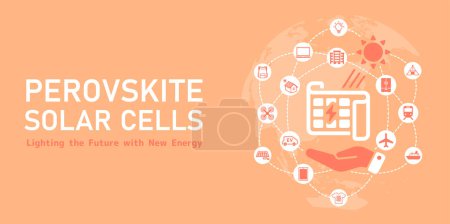 Ilustración de Perovskite aplicaciones de células solares ilustración banner vectorial - Imagen libre de derechos