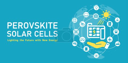 Ilustración de Perovskite aplicaciones de células solares ilustración banner vectorial - Imagen libre de derechos