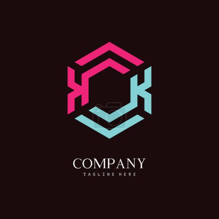 A unique, hexagon-shaped monogram logo with the initial letter K and V. Suitable for various businesses.