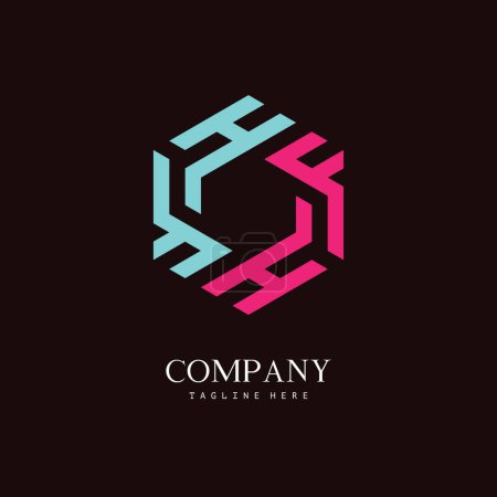 Illustration for A unique, hexagon-shaped monogram logo with the initial letter F and H. Suitable for various businesses. - Royalty Free Image