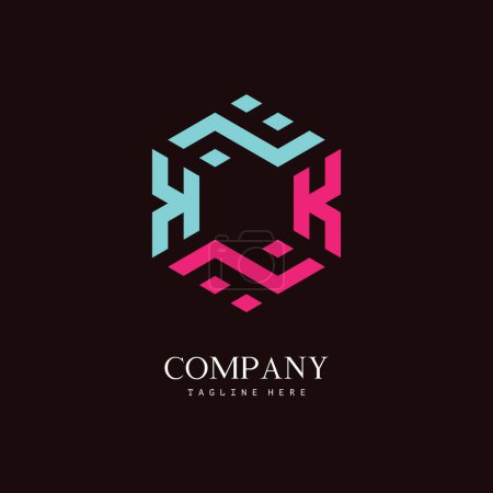 Un logo monogramme unique en forme d'hexagone avec la lettre initiale N et K. Convient à diverses entreprises.