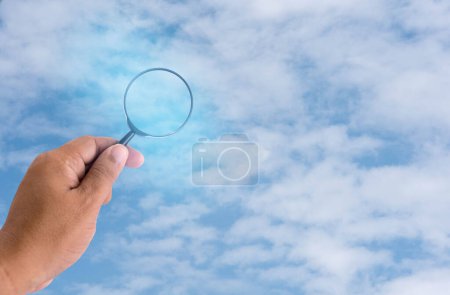 Photo for Hand held, magnifying glass, technology, cliping part - Royalty Free Image