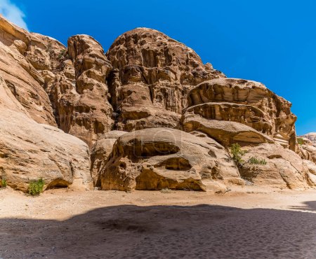 Photo for A view towards the entrance of the gorge at Little Petra, Jordan in summertime - Royalty Free Image