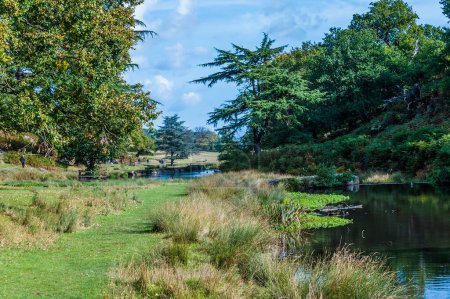 Blick auf den Fluss Lin im Bradgate Park, Leicestershire, Großbritannien, im Herbst