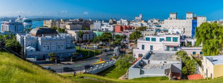 Photo for A panorama view south west from the battlements of the Castle of San Cristobal, San Juan, Puerto Rico on a bright sunny day - Royalty Free Image