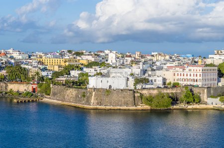 Photo for A view over the city wall in San Juan, Puerto Rico on a bright sunny day - Royalty Free Image