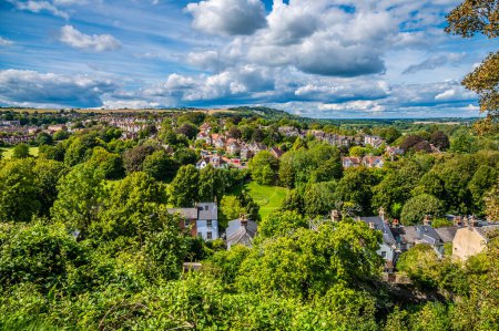 Photo for A view west from the upper levels of the castle keep in Lewes, Sussex, UK in summertime - Royalty Free Image