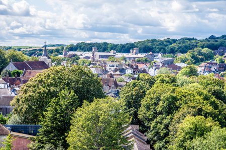 Photo for A view south west over trees from the ramparts of the castle keep in Lewes, Sussex, UK in summertime - Royalty Free Image