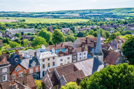 Photo for A view south from the ramparts of the castle keep in Lewes, Sussex, UK in summertime - Royalty Free Image