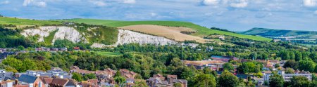 Photo for A panorama view from the castle keep over the rooftops of Lewes, Sussex, UK in summertime - Royalty Free Image