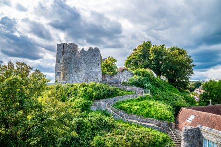 Photo for A view from the Barbican towards the castle keep in the town of Lewes, Sussex, UK in summertime - Royalty Free Image