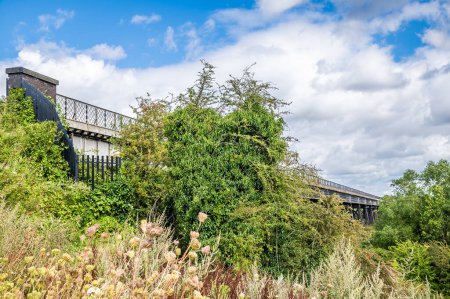 Téléchargez les photos : Vue vers le viaduc Bennerley sur le canal d'Erewash en été - en image libre de droit
