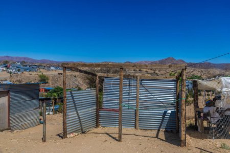 Photo for A view of building construction in an informal settlement in Windhoek, Namibia in the dry season - Royalty Free Image