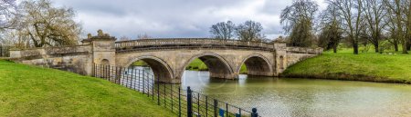 A view of an ornate bridge on the outskirts of Stamford, lincolnshire, UK in winter