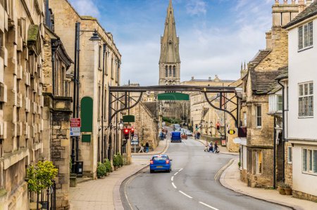 A view down the High Street from Saint Martins Church in the town of Stamford, Lincolnshire, UK in winter