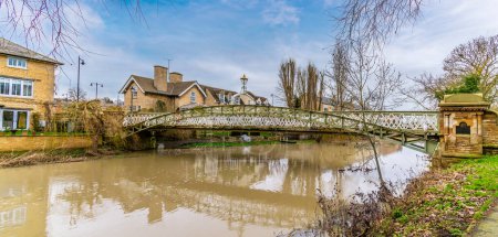 A view towards the Albert footbridge in the town of Stamford, Lincolnshire, UK in winter