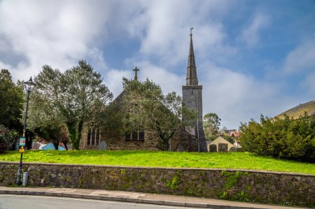 Photo for A view towards Saint Martins Church in Haverfordwest, Pembrokeshire, Wales on a spring day - Royalty Free Image