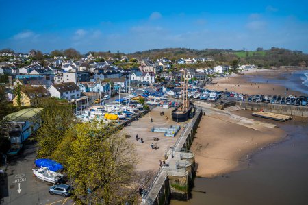 A view over Saundersfoot village in Wales on a bright spring day