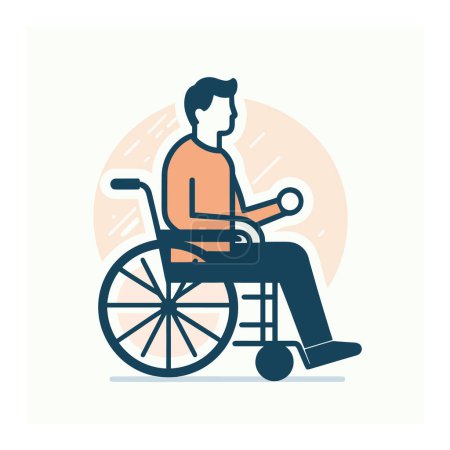 Ilustración de Una persona en una silla de ruedas se representa en una ilustración vectorial estilizada. - Imagen libre de derechos