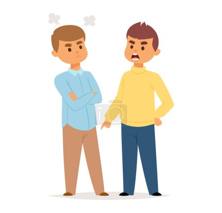 Photo for Two men arguing cartoon, one with arms crossed, another gesturing angrily. Conflict, disagreement, and emotions concept vector illustration. - Royalty Free Image