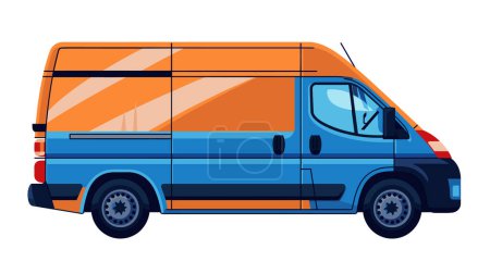 Illustration for A colorful delivery van is depicted stationary in this vector illustration. - Royalty Free Image