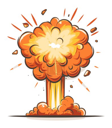 Cartoon explosion orange yellow flames smoke. Dynamic comic style bomb blast effect. Power energy concept vector illustration