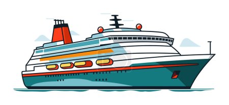 Crucero ilustración barco mar moderno diseño, colorido transatlántico. Viaje al mar, ilustración vectorial de transporte de viaje de lujo